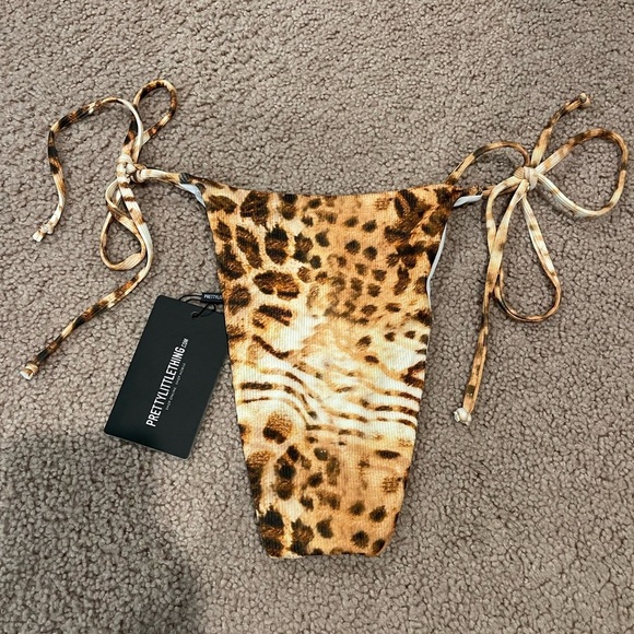 PRETTY LITTLE THING leopard ribbed tie side bikini bottom - Picture 4 of 5